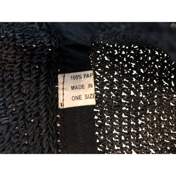 Wide Brim Floppy Packable Hat Ladies Black 100% Paper - Picture 12 of 12